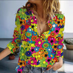 Fashion Casual Shirt Digital Printing Lapel Long Sleeve Shirt