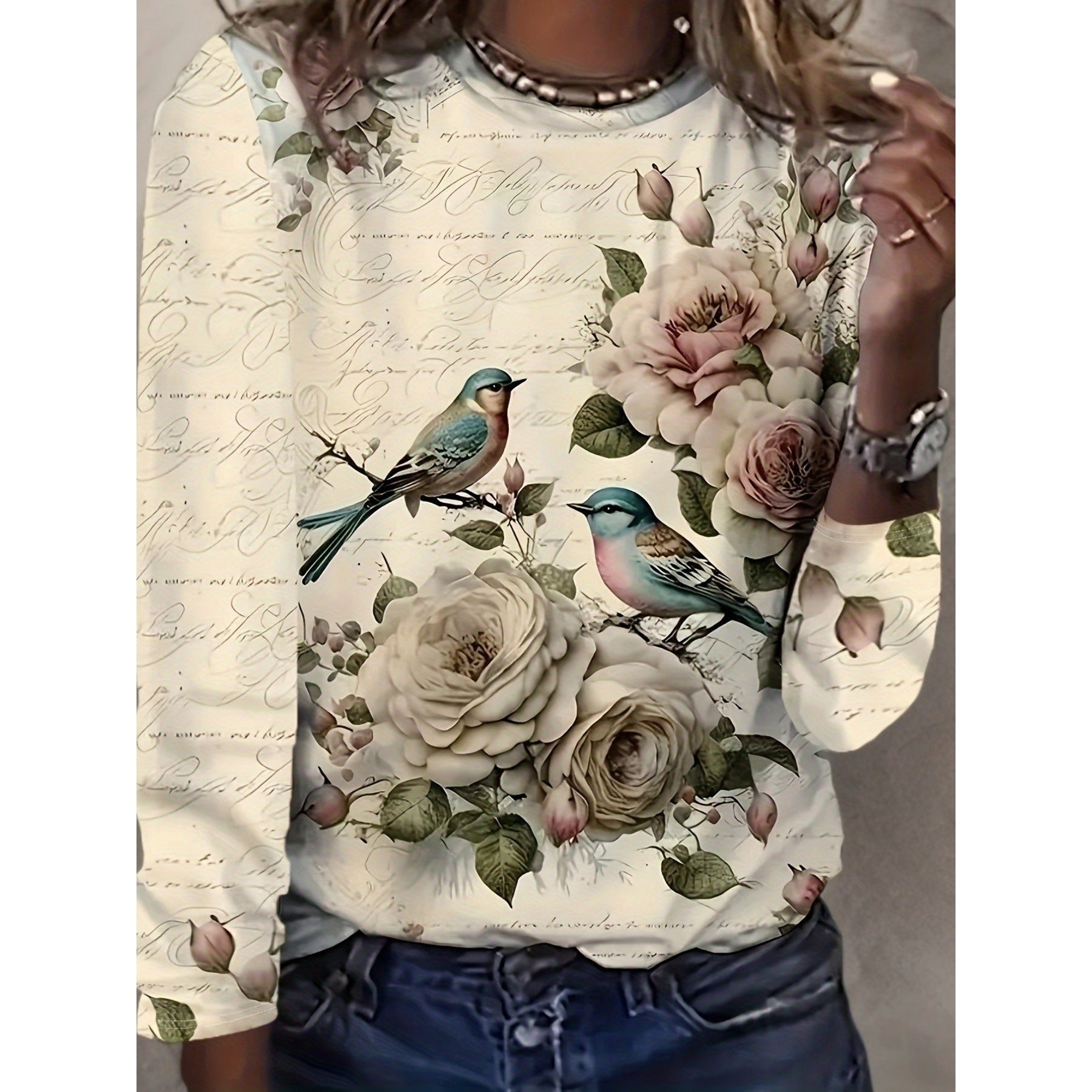 Adult Lady Like Woman Style Floral Socialite Loose Women's Top