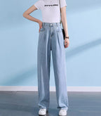 Straight High Waist Draped Casual Wide-leg Pants