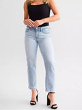 Women's Blue High Waist Straight Micro Elastic Jeans