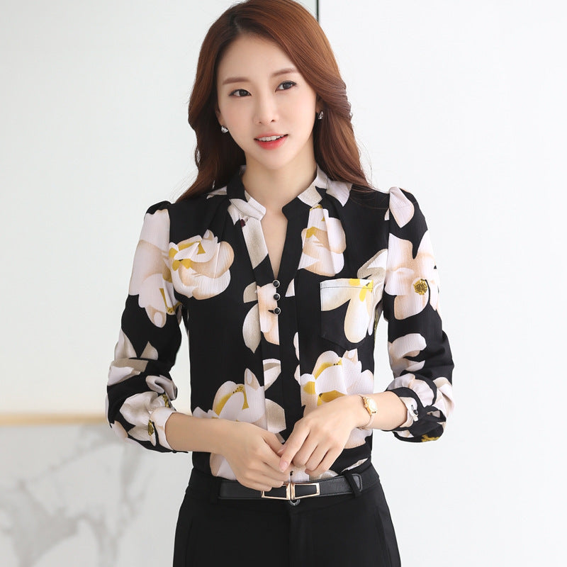 Women's Korean-style Long-sleeved Chiffon Shirt